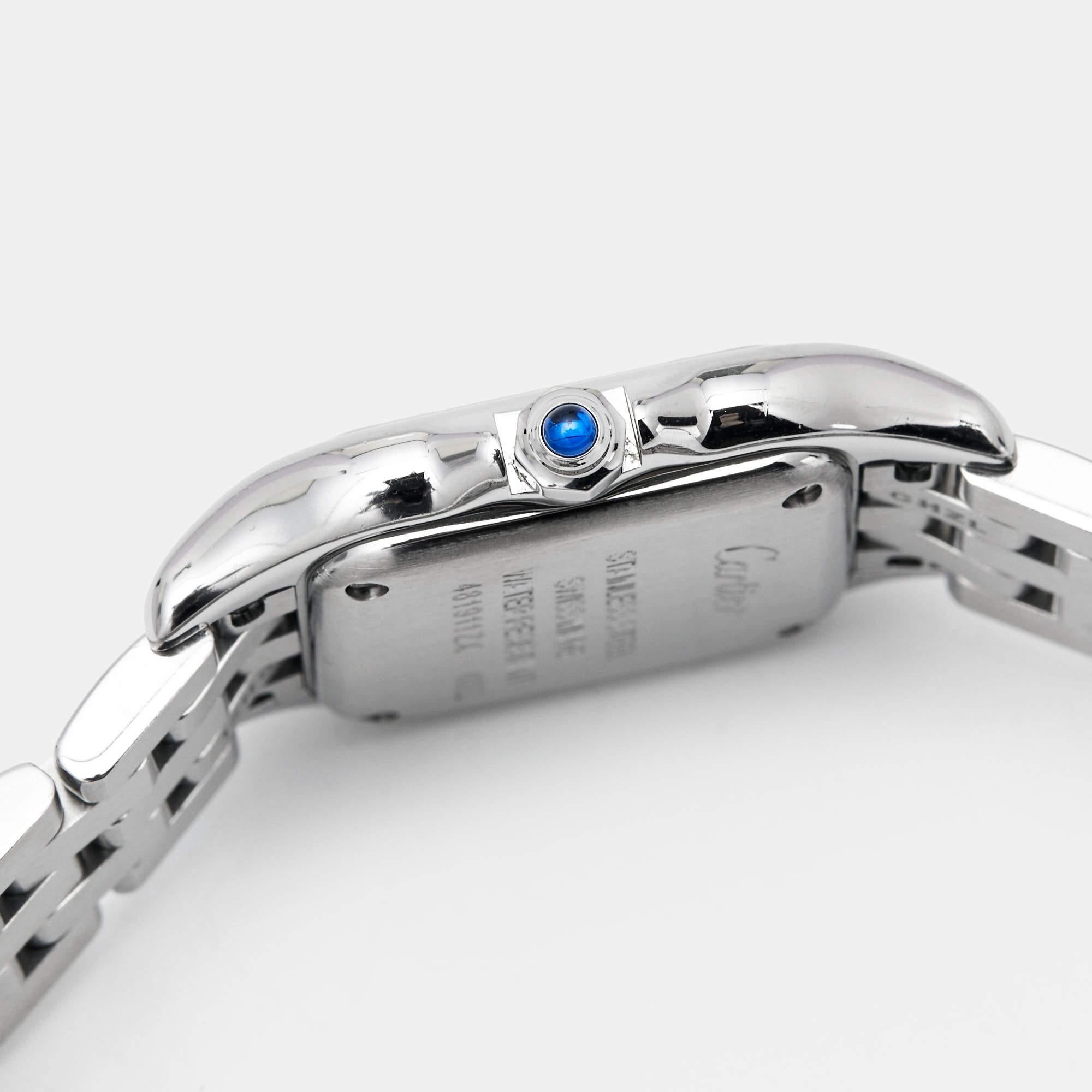 Cartier Silver Stainless Steel Diamond Panthere W4PN0007 Women's Wristwatch 22 m 6