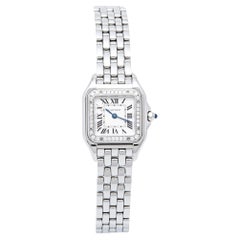 Cartier Silber Edelstahl Diamant Panthère W4PN0007 Damen-Armbanduhr 22 m