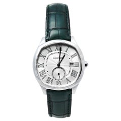 Cartier Silver Stainless Steel & Leather Drive CRWSNM0010 Men's Wristwatch 41 mm