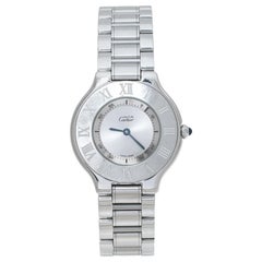 Cartier Silver Stainless Steel Must De Cartier 21 Women's Wristwatch 31 mm