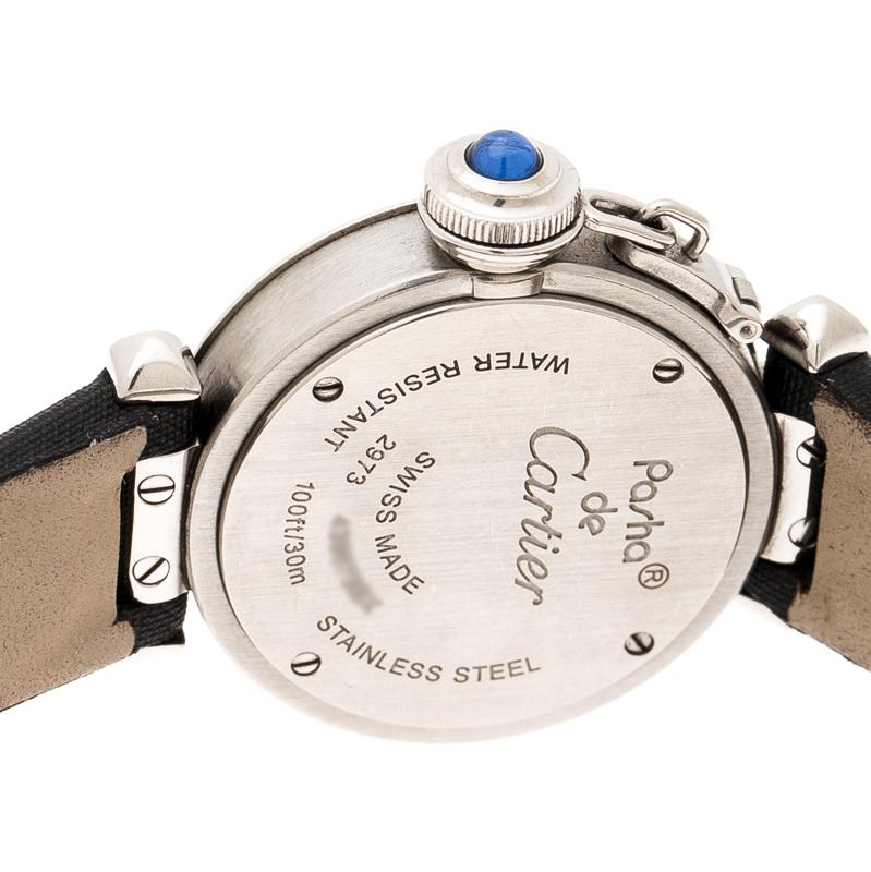 Contemporary Cartier Silver Stainless Steel Pasha de Cartier 2973 Women's Wristwatch 27 mm