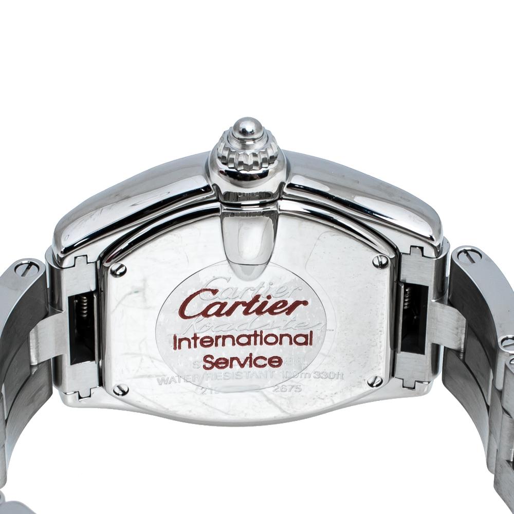 Contemporary Cartier Silver Stainless Steel Roadster 2675 Women's Wristwatch 31 mm