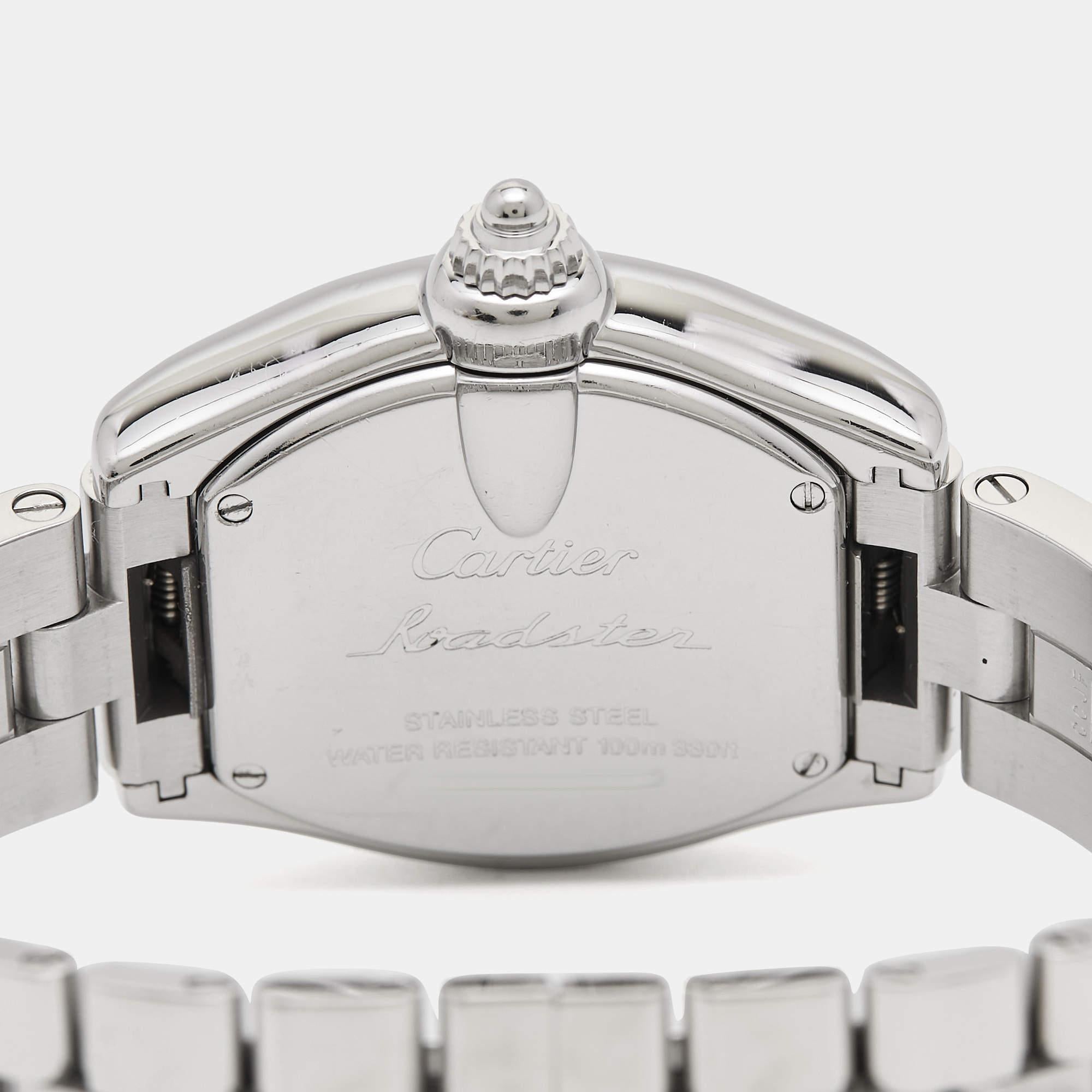 Cartier Silver Stainless Steel Roadster 2675 Women's Wristwatch 31 mm For Sale 3