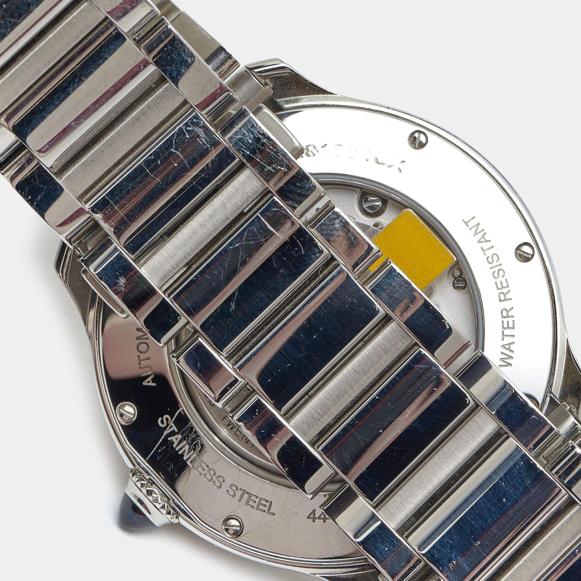 Cartier Silver Stainless Steel Ronde Must WSRN0035 Men's Wristwatch 40 mm In Good Condition In Dubai, Al Qouz 2
