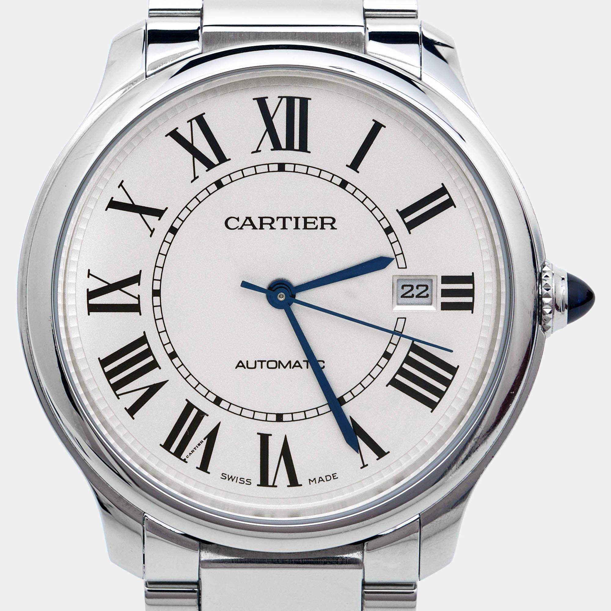 Women's Cartier Silver Stainless Steel Ronde Must WSRN0035 Men's Wristwatch 40 mm