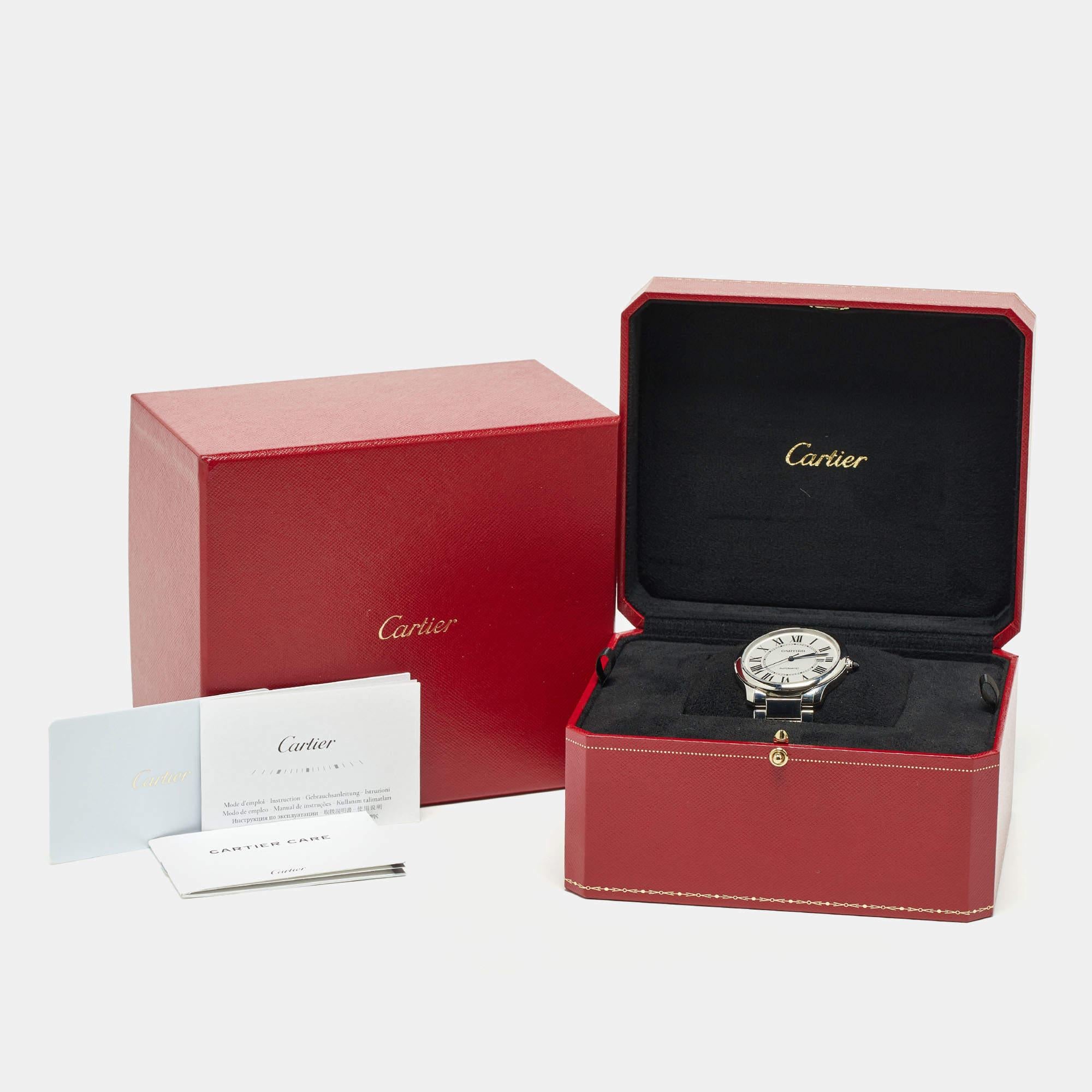 Cartier Silver Stainless Steel Ronde Must WSRN0035 Men's Wristwatch 40 mm 3