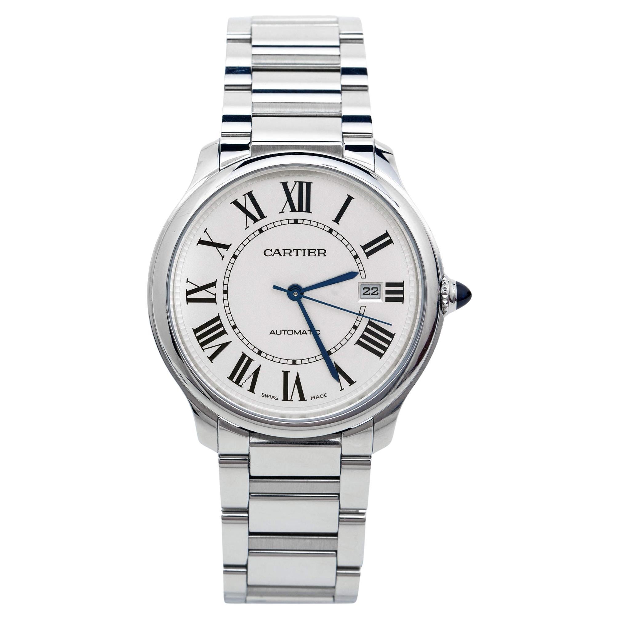Cartier Silver Stainless Steel Ronde Must WSRN0035 Men's Wristwatch 40 mm