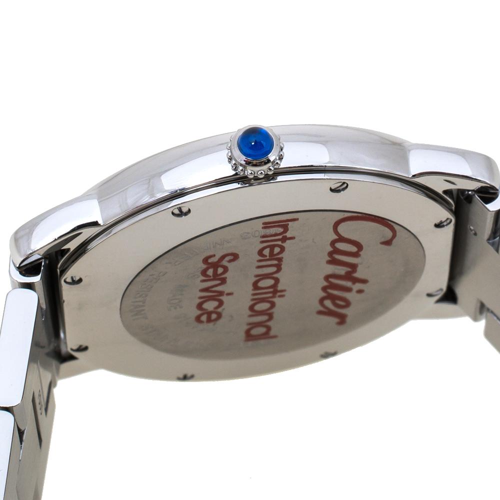 Cartier Silver Stainless Steel Ronde Solo 3603 Men's Wristwatch 36 mm 2