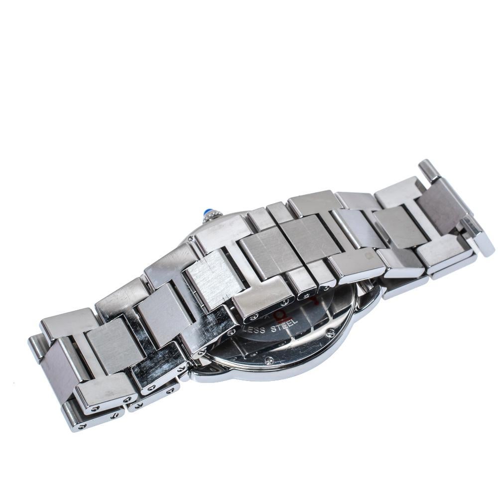 Cartier Silver Stainless Steel Ronde Solo 3603 Men's Wristwatch 36 mm 4