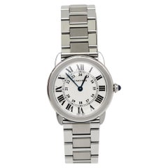 Cartier Silver Stainless Steel Ronde Solo W6701004 Women's Wristwatch 29 mm