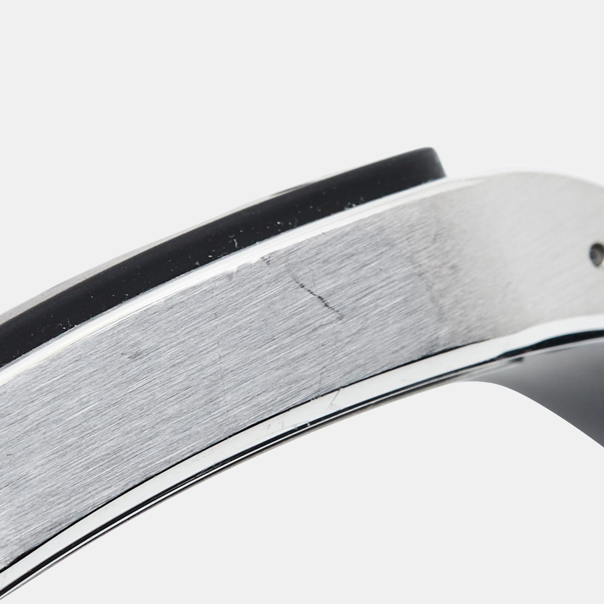 Cartier Silver Stainless Steel Rubber Santos 100 W20121U2 Men's Wristwatch 38 mm 13
