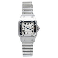 Cartier Silber Edelstahl Santos Galbee W2006006 Damenarmbanduhr 29 mm