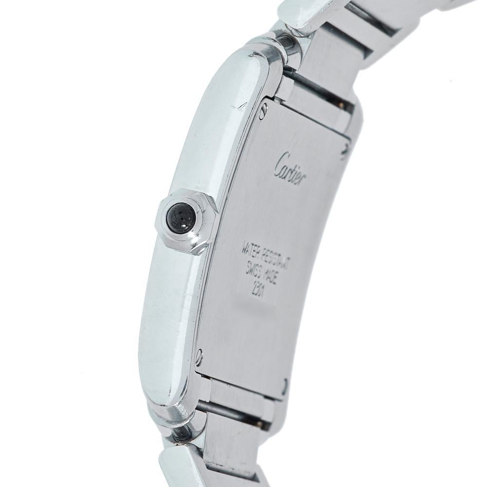 Cartier Silver Stainless Steel Tank Francaise 2301 Women's Wristwatch 25 mm In Good Condition In Dubai, Al Qouz 2