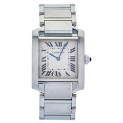 Cartier Silver Stainless Steel Tank Francaise 2301 Women's Wristwatch 25 mm