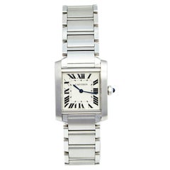 Cartier Silver Stainless Steel Tank Francaise WSTA0005 Women's Wristwatch 25 mm