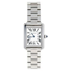 Cartier Silver Stainless Steel Tank Solo W5200013 Women's Wristwatch 24 mm