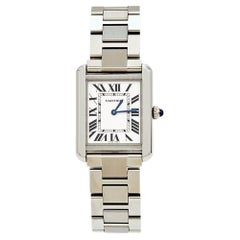 Cartier Silver Stainless Steel Tank Solo W5200013 Women's Wristwatch 24 mm