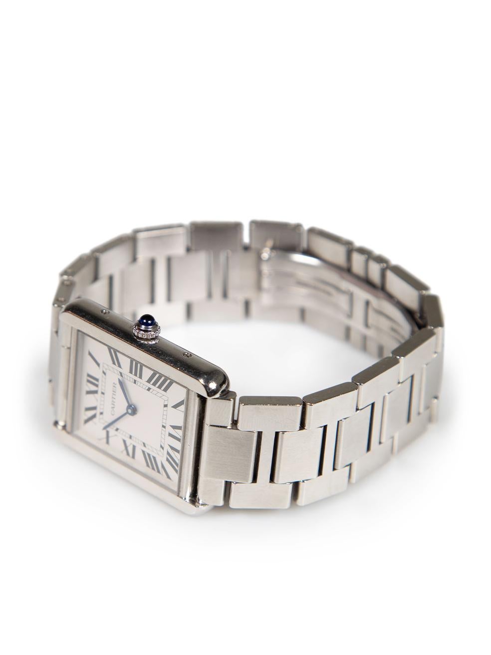 Cartier Silver Stainless Steel Tank Solo Watch For Sale 1