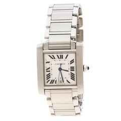 Cartier Silver White Stainless Steel Tank Francaise 2302 Women's Wristwatch 28 m