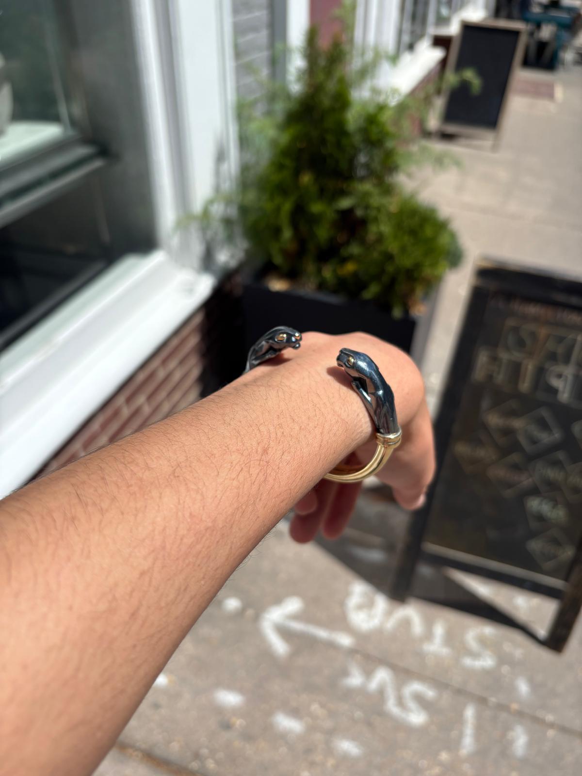 da uomo o donna Cartier Bangle Panthere in argento e oro 18 carati in vendita