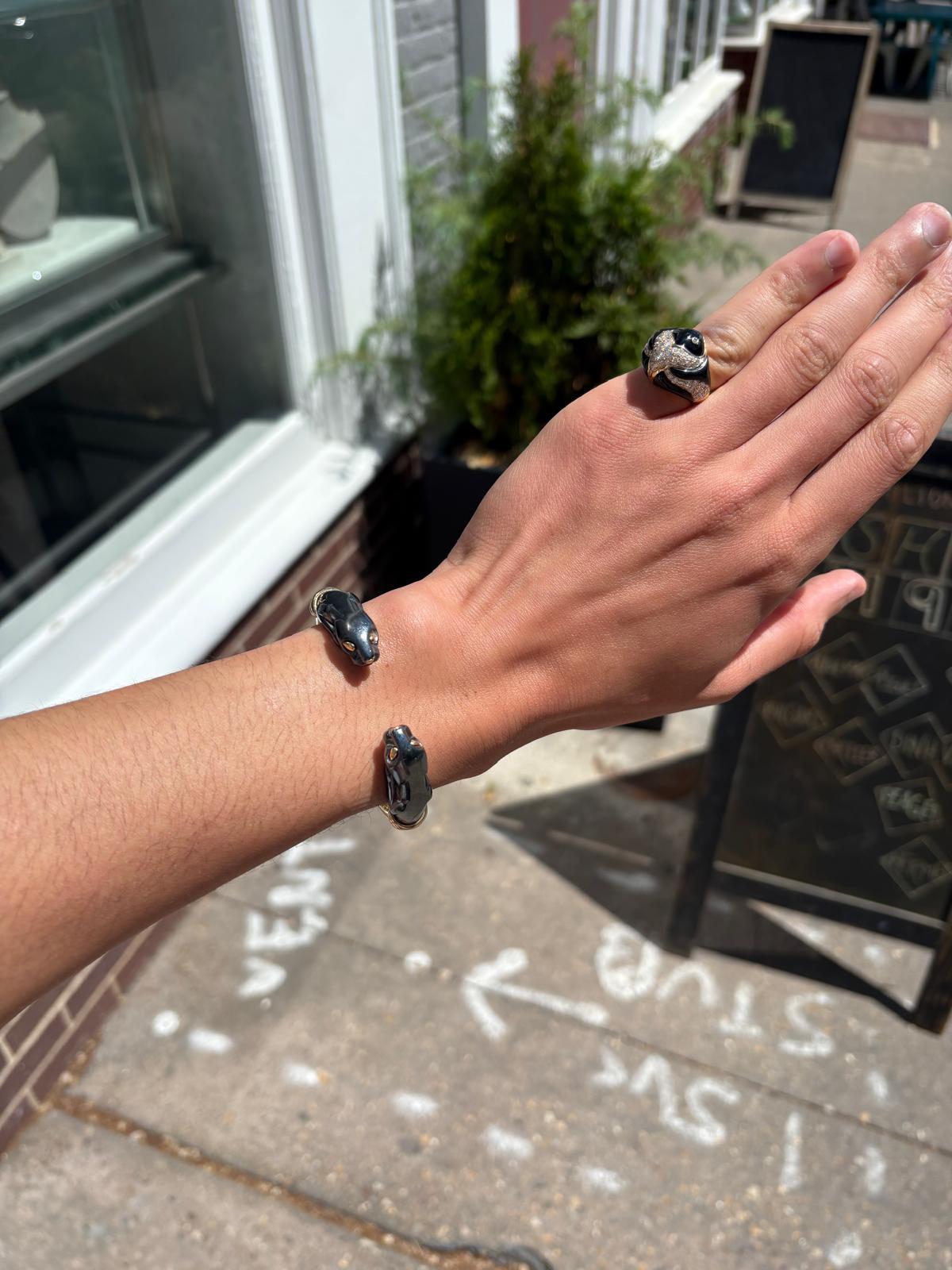 Cartier Bangle Panthere in argento e oro 18 carati in vendita 1