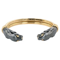 Cartier Silverium and 18 Karat Gold Panthere Bangle