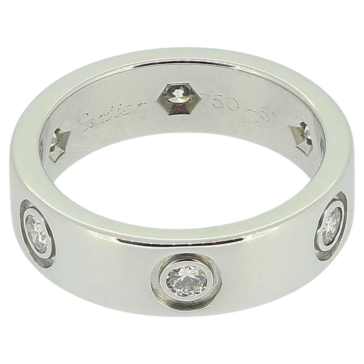 Cartier Six Diamond LOVE Ring Size K 1/2 (51) For Sale