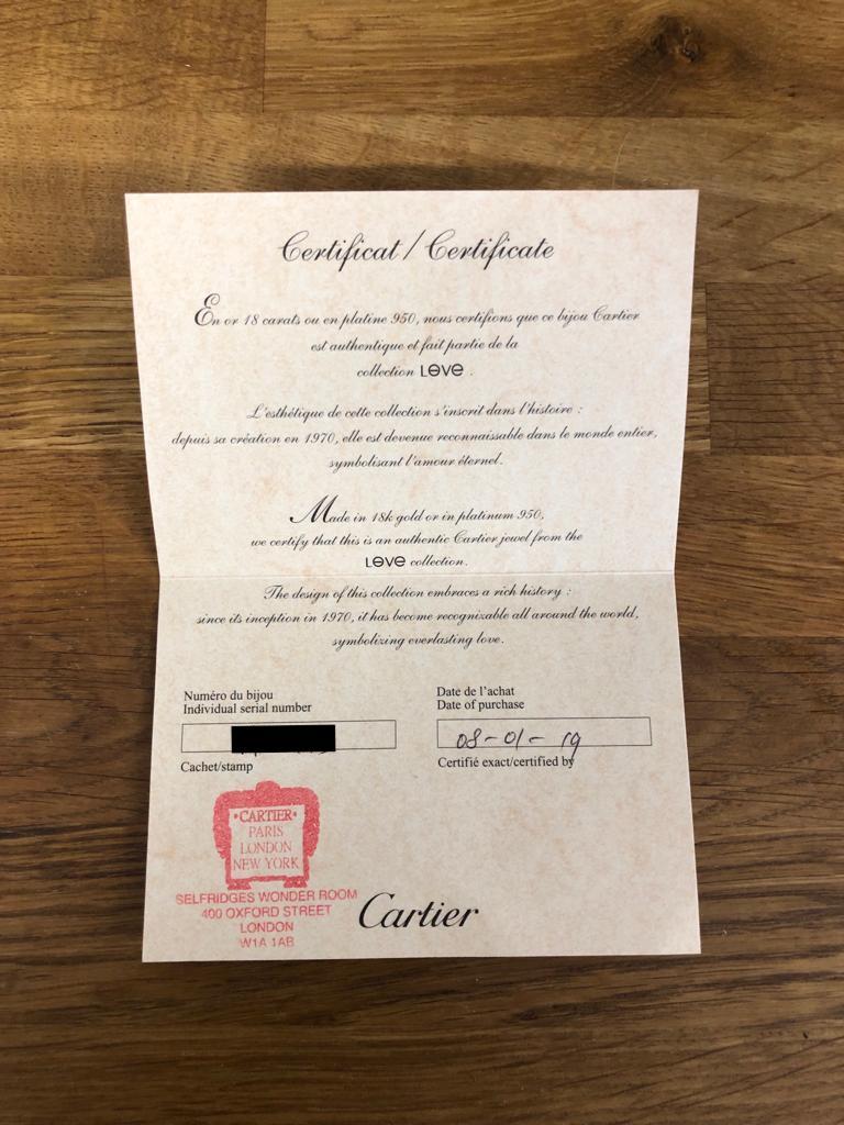 Cartier, bague LOVE taille L (51) Excellent état - En vente à London, GB