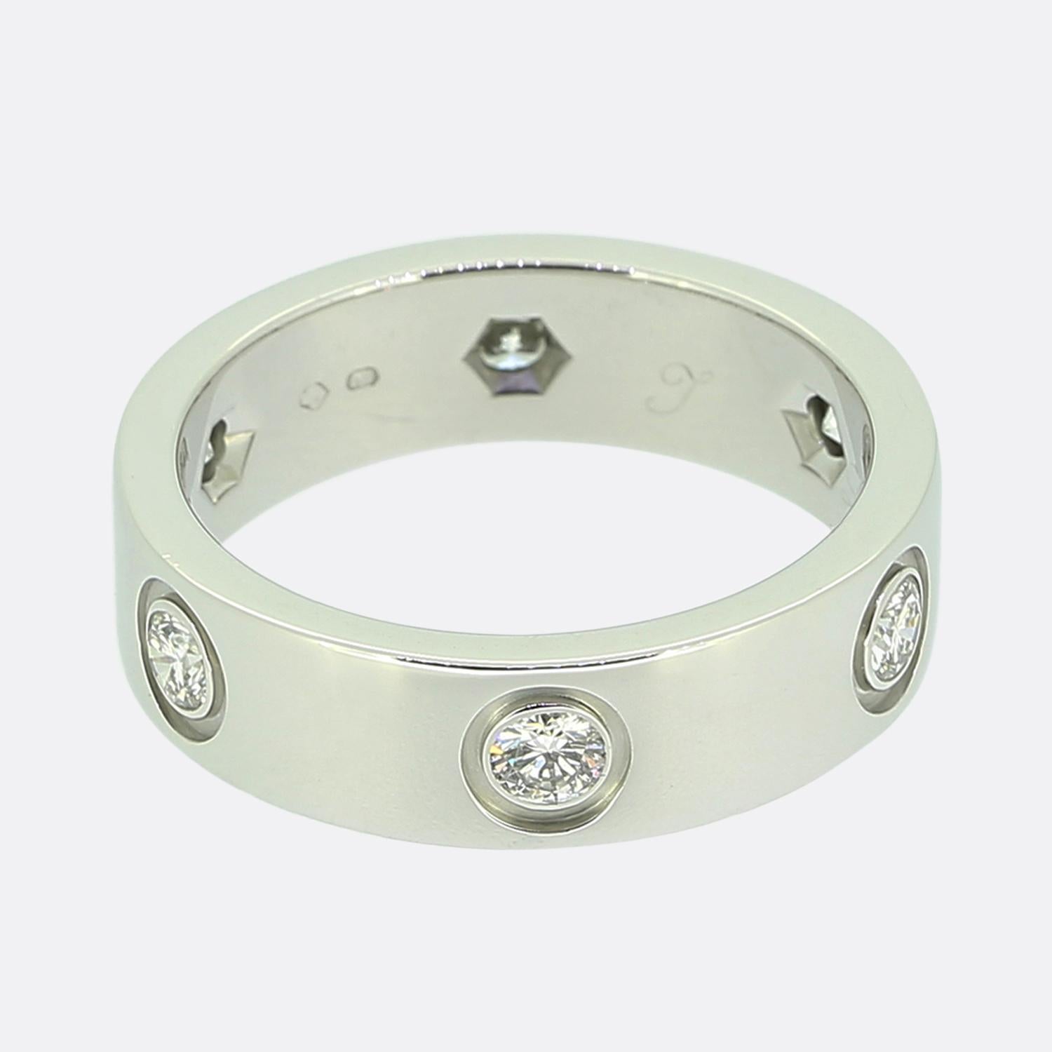 Cartier LOVE Ring mit sechs Diamanten, Größe M (53) (Rundschliff) im Angebot
