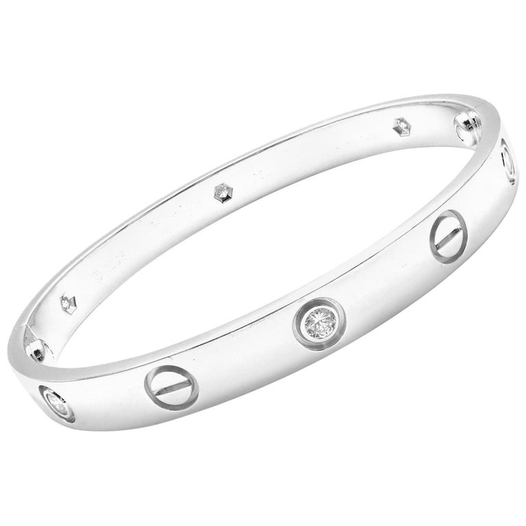 Cartier Six Diamond White Gold Love Bangle Bracelet at 1stDibs