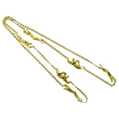 Cartier Six Panthere de Cartier Long Heavy Link Yellow Gold Estate Necklace