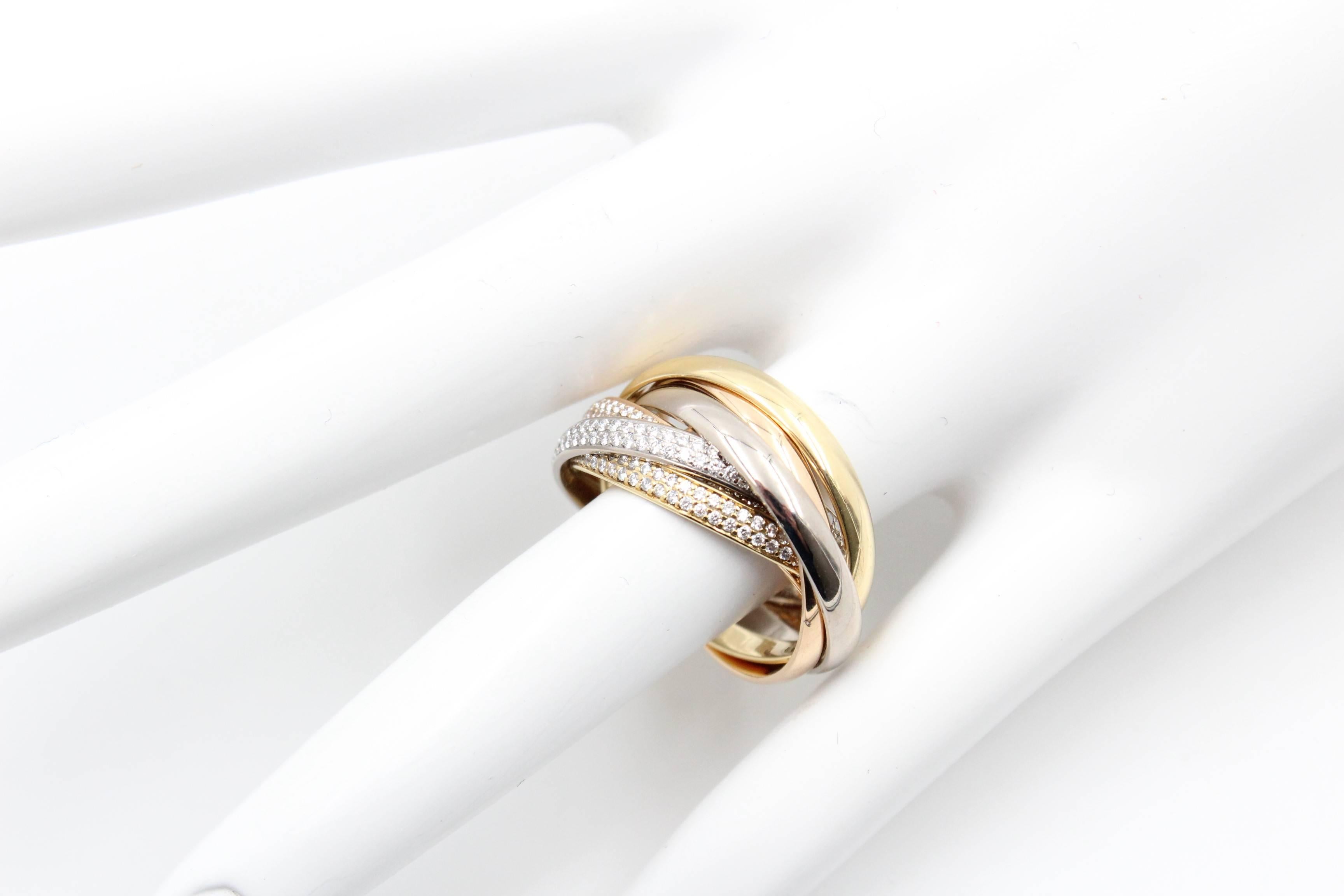 cartier trinity pave diamond ring