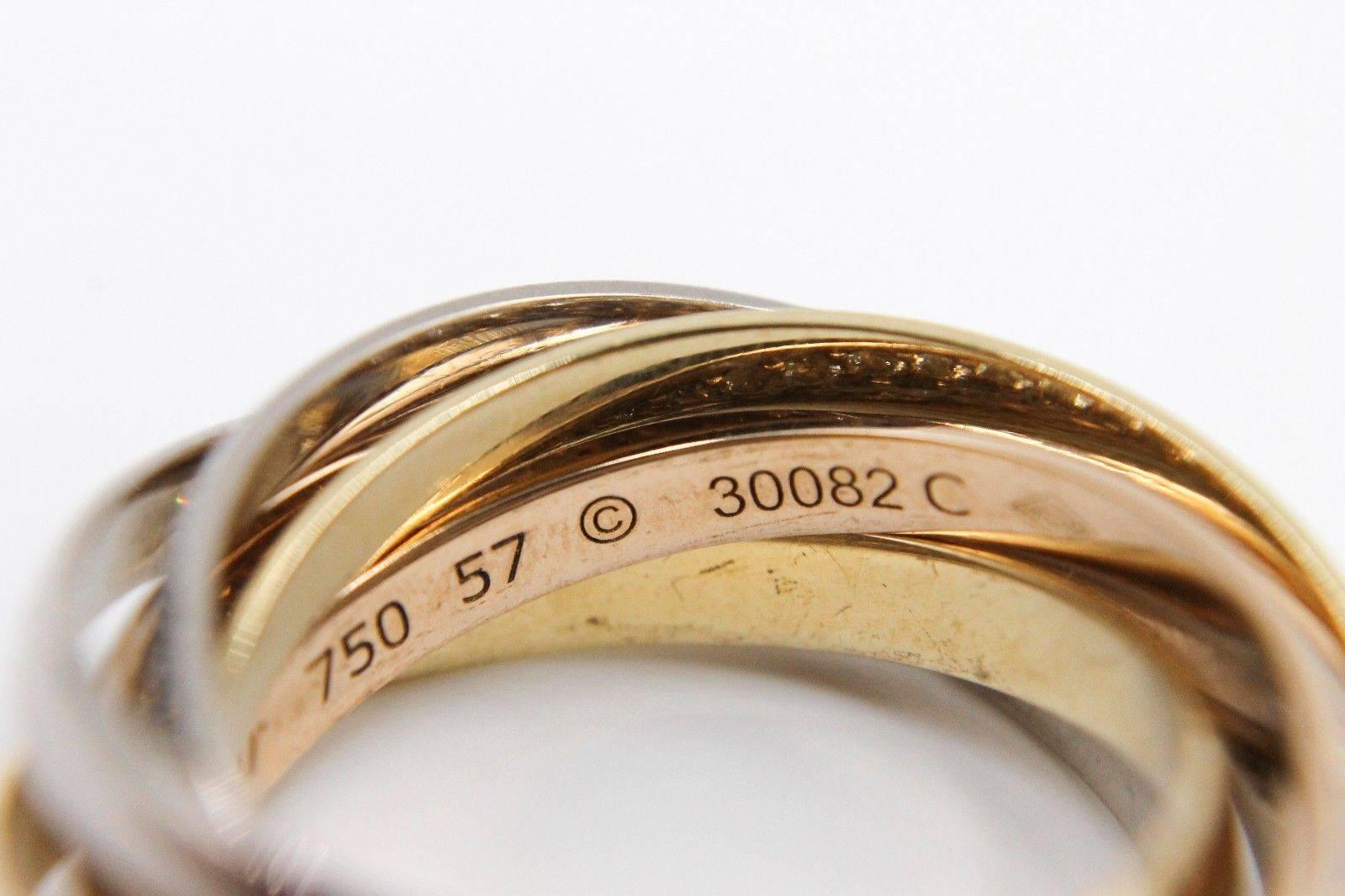 Women's or Men's Cartier Six Row Trinity Pave Diamond Wedding Ring 18 Karat Rose and White Gold