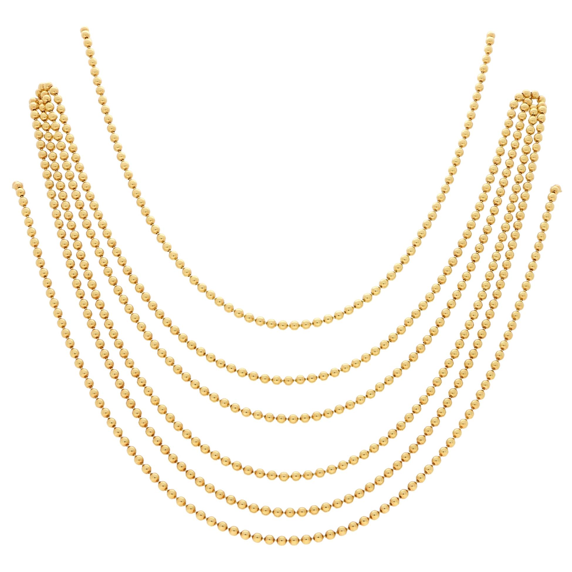 Cartier Six Strand Draperie Necklace Set in 18 Karat Yellow Gold