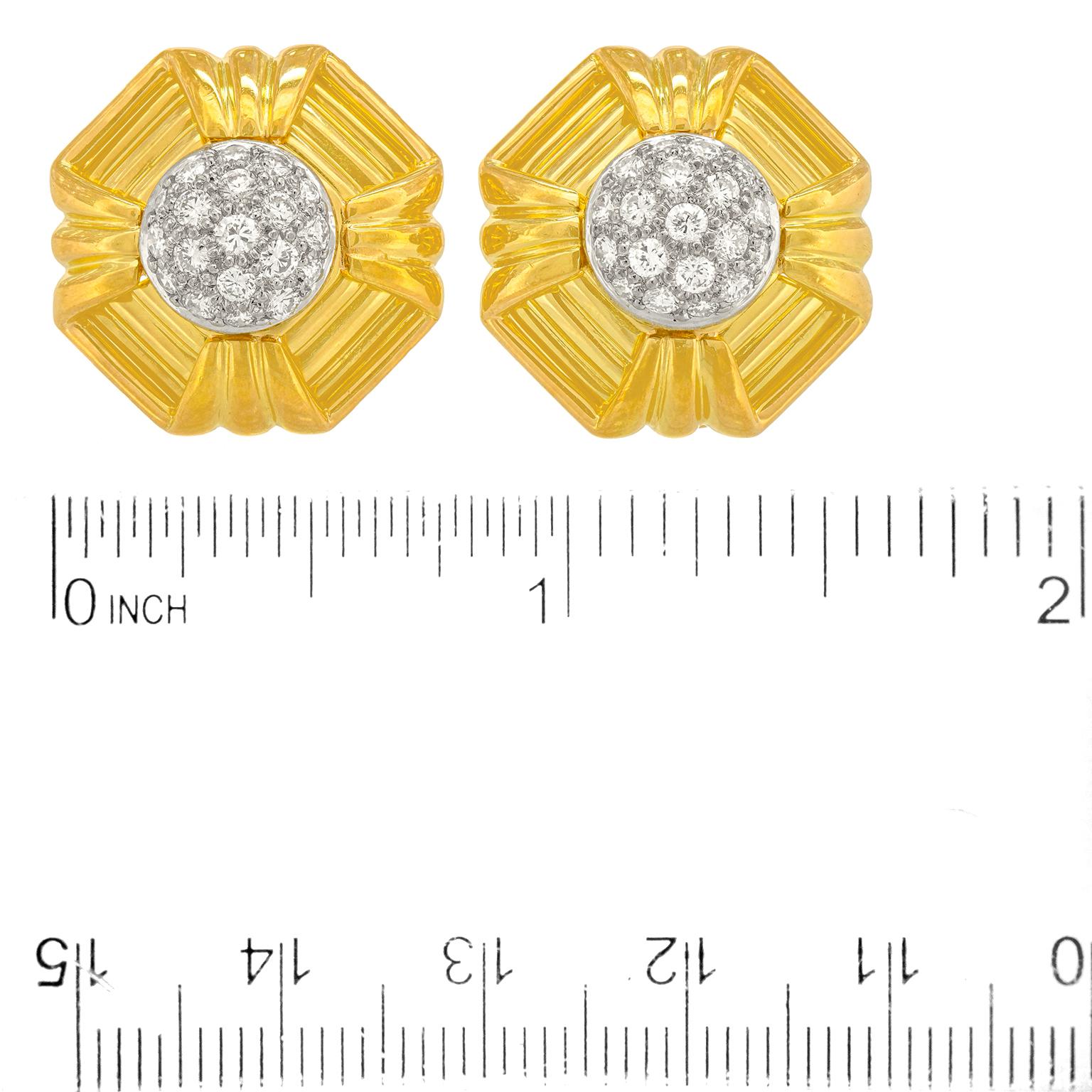 Cartier Sixties Diamond and Gold Earrings For Sale 1