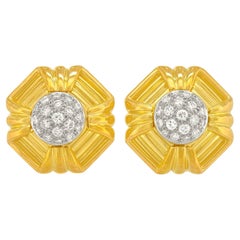 Retro Cartier Sixties Diamond and Gold Earrings