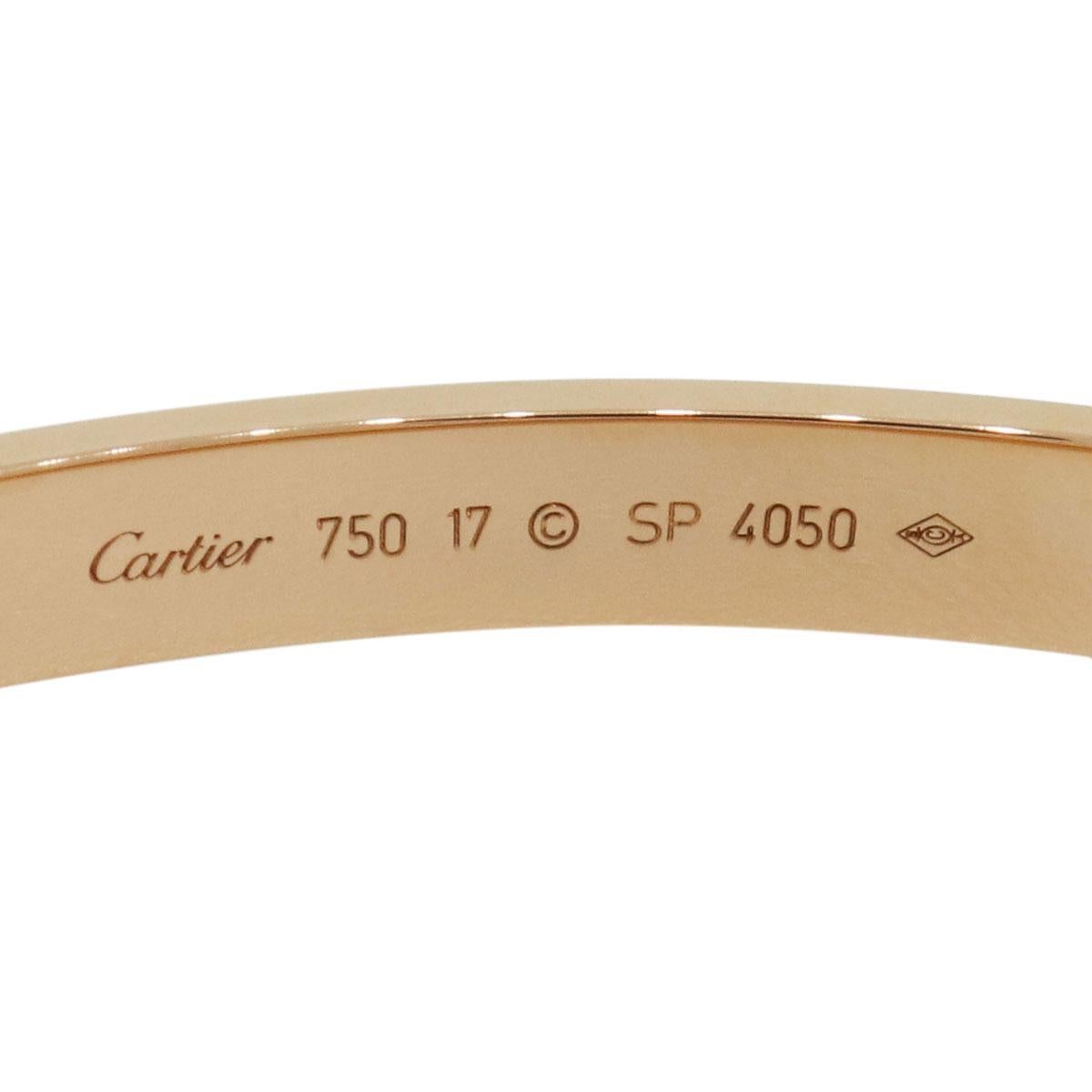 Designer: Cartier
Material: 18k Rose Gold
Style: Rose Gold LOVE Bracelet
Bangle Size: Size 17
Total Weight: 30g (19.3dwt)
Additional Details: This item includes Cartier box and papers!
SKU: G9428