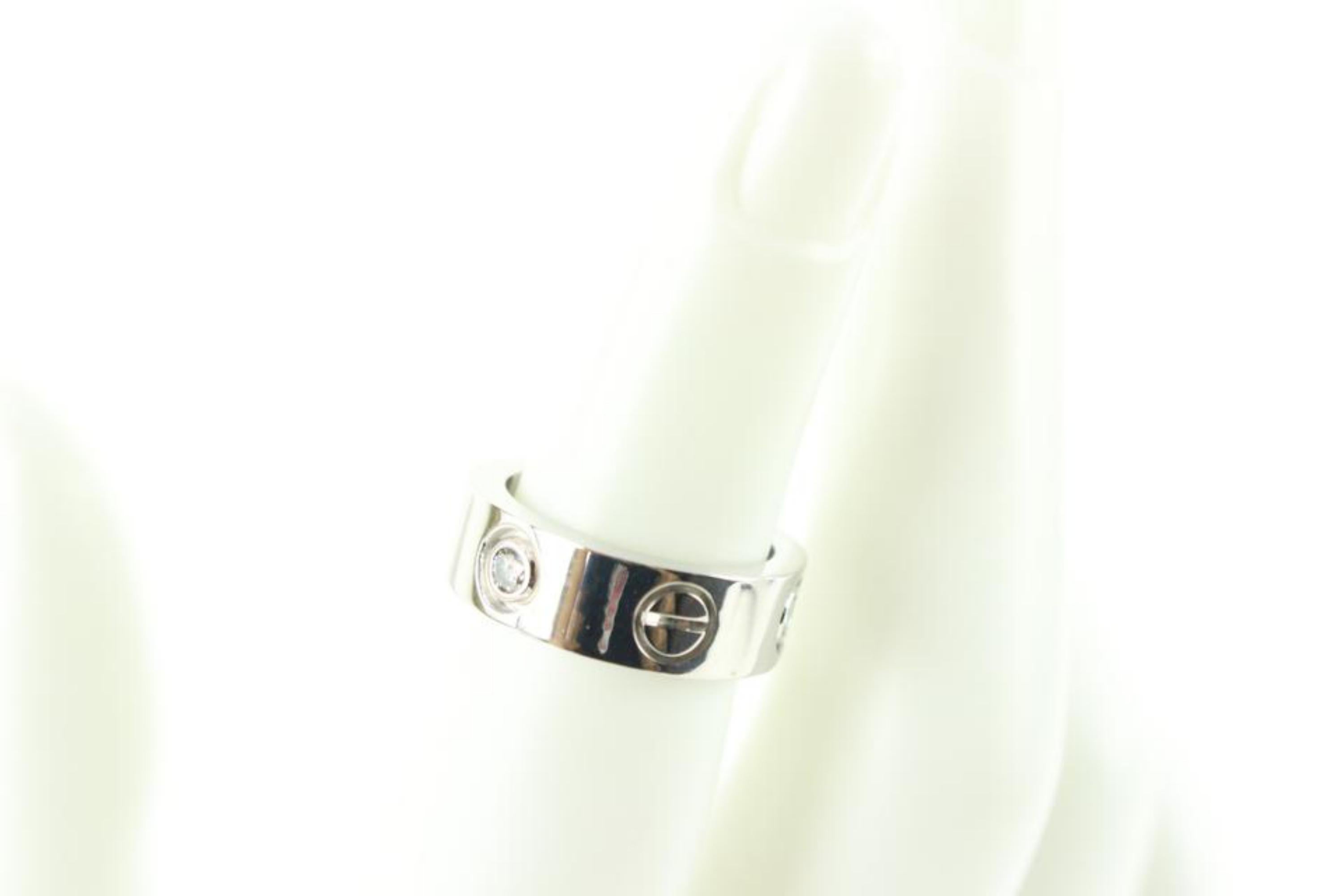 Cartier Size 3.5 18k White Gold  Diamond Love Ring 72ct718s For Sale 1