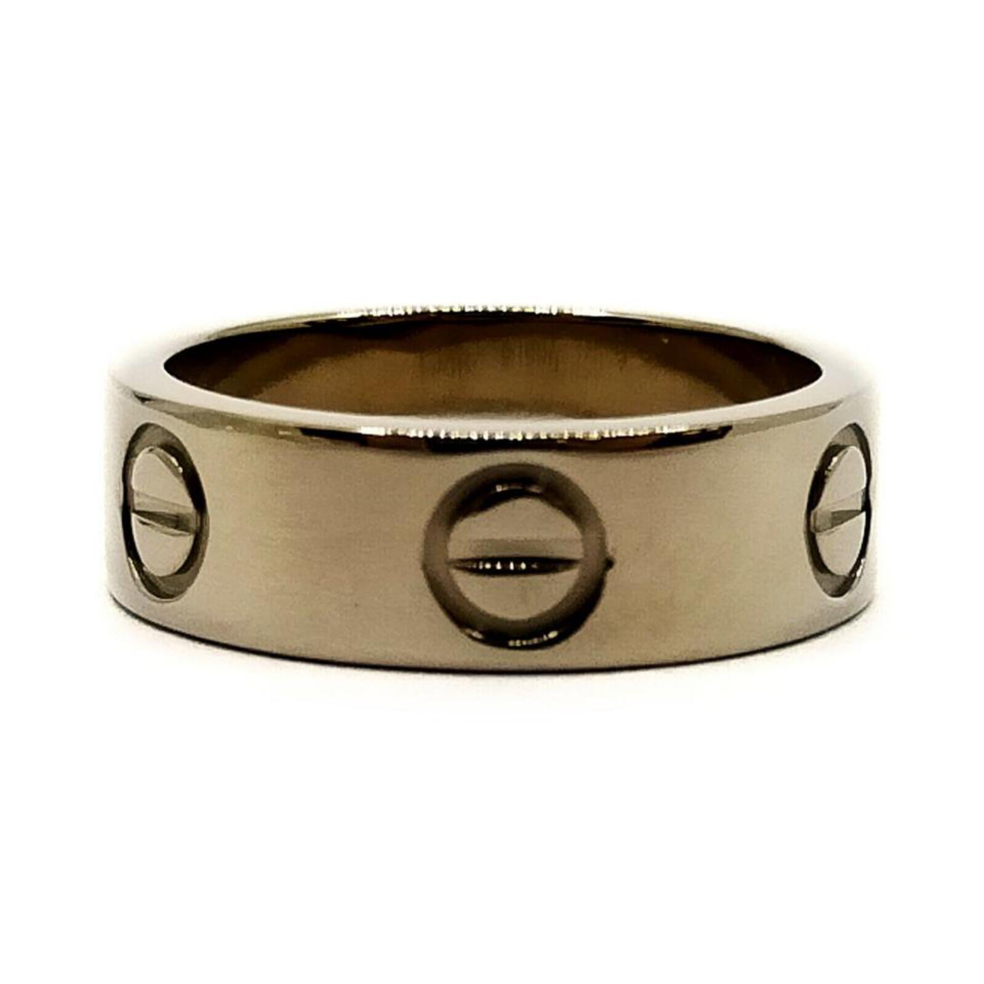 Cartier: 18 Karat Weißgold Love-Ring, Größe 4,5 863531 im Angebot 5