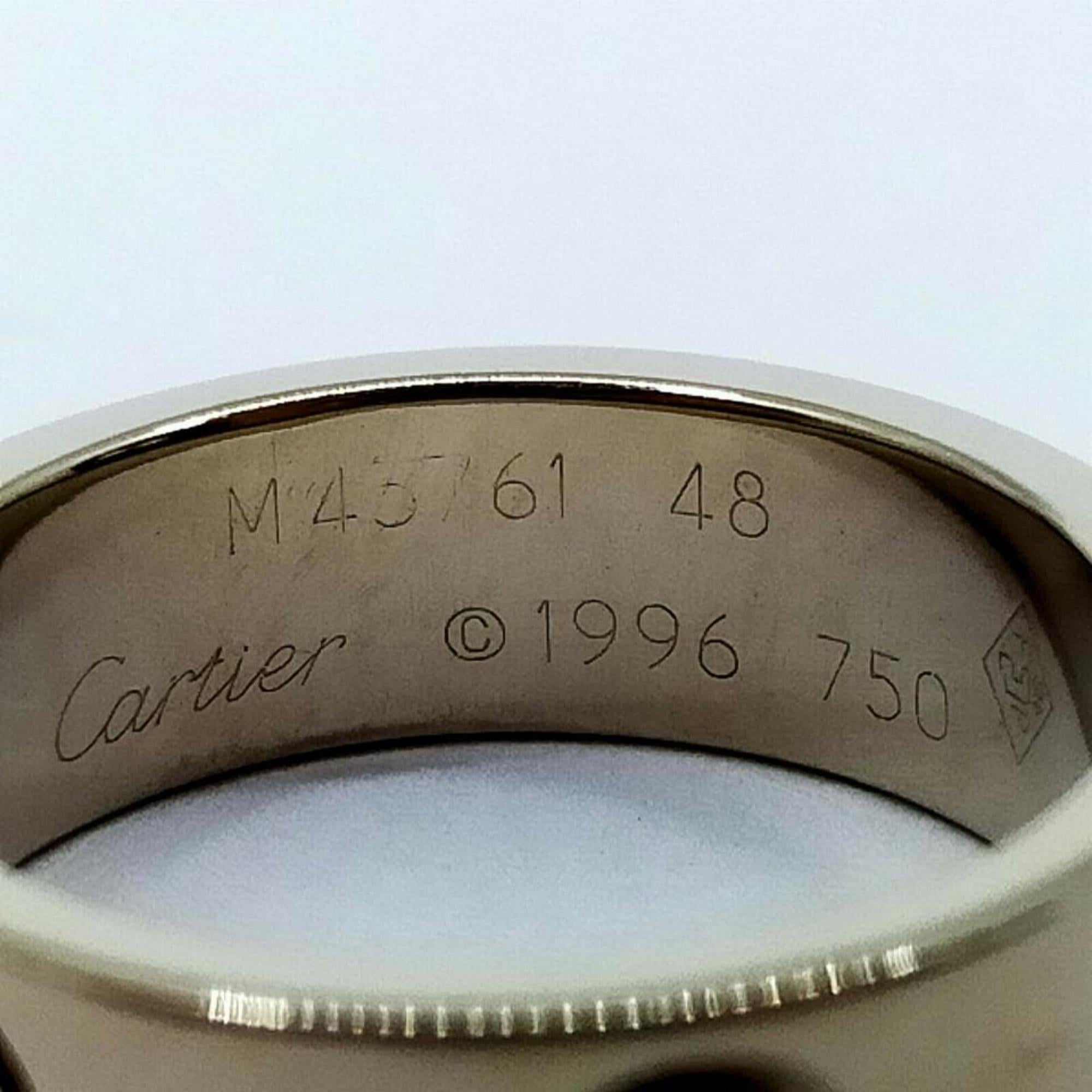 Cartier: 18 Karat Weißgold Love-Ring, Größe 4,5 863531 im Angebot 6