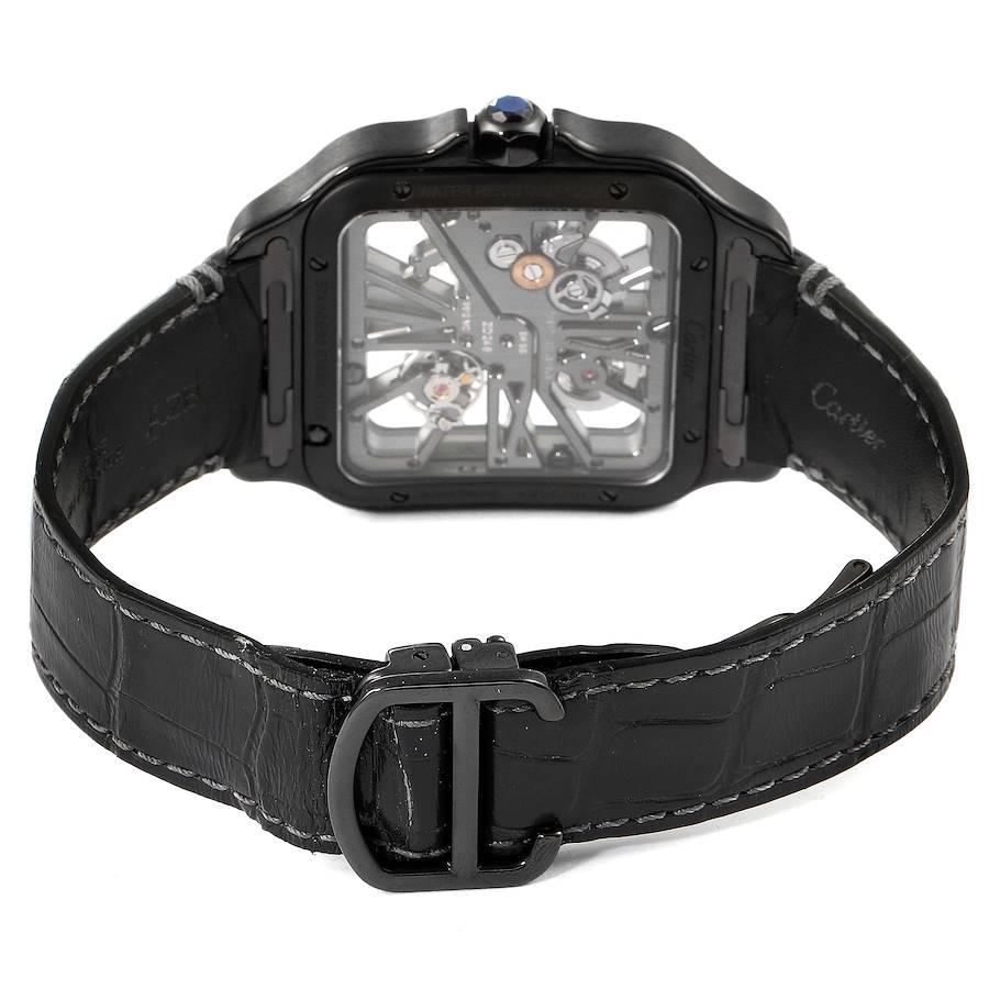 Cartier Skeleton Horloge Santos Black ADLC Steel Watch WHSA0009 In Excellent Condition In Atlanta, GA