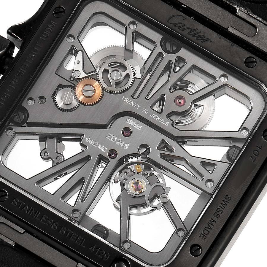 Men's Cartier Skeleton Horloge Santos Black ADLC Steel Watch WHSA0009