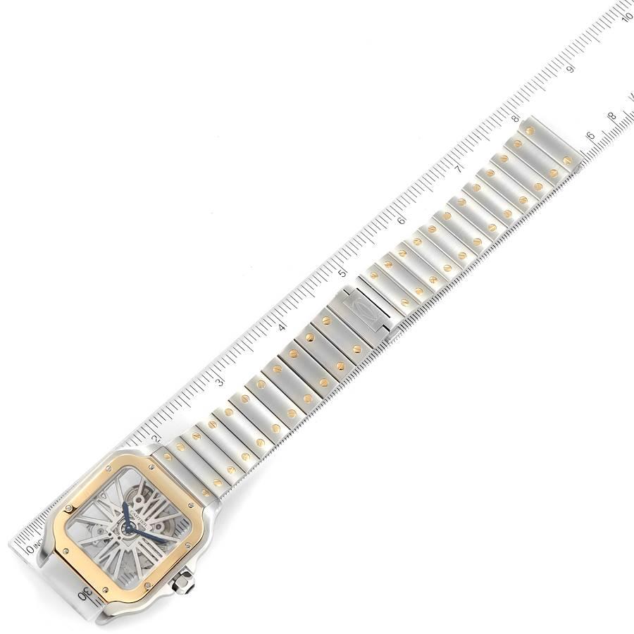 Cartier Montre Santos Skeleton Horloge en acier et or jaune avec carte de visite WHSA0019 en vente 1