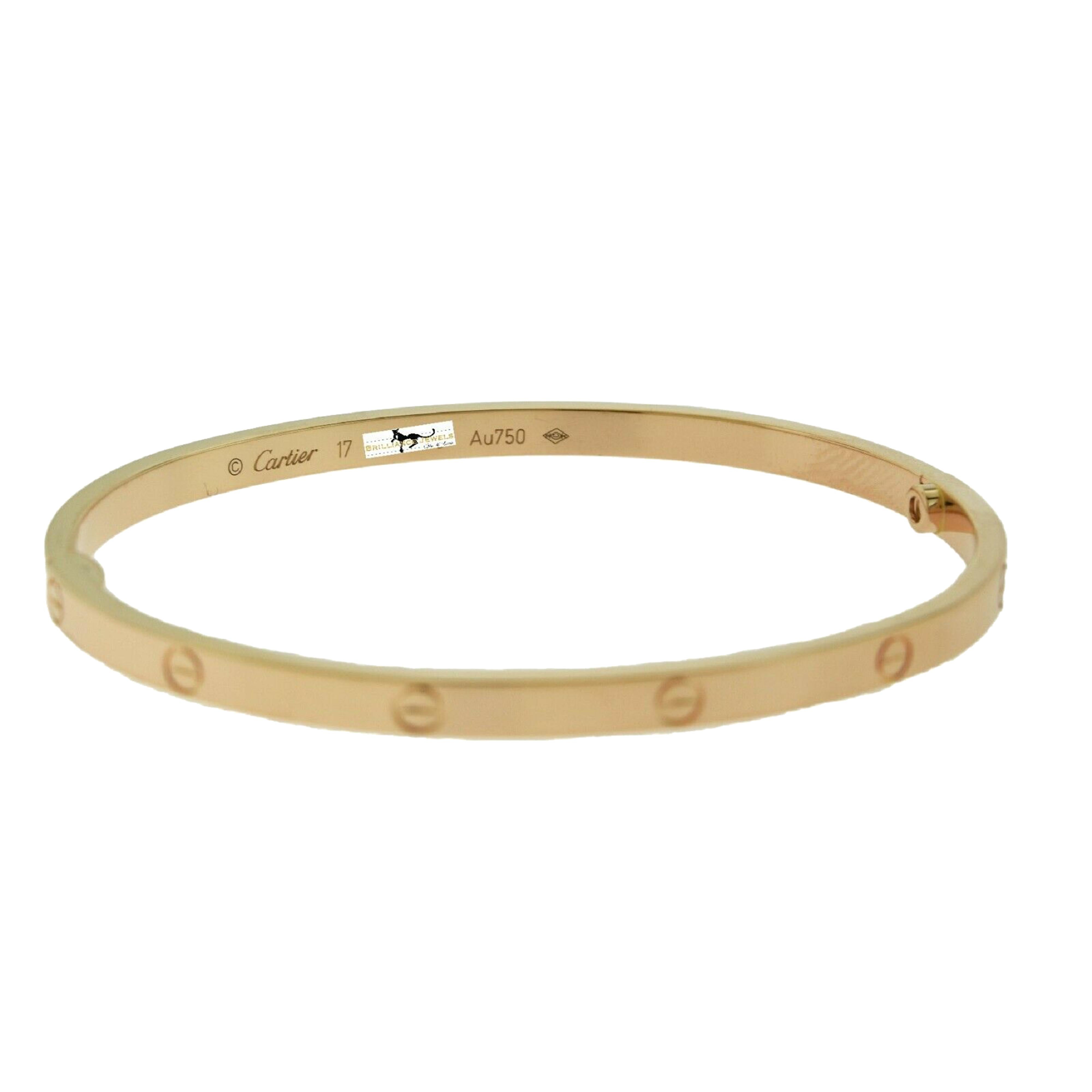Brilliance Jewels, Miami
Questions? Call Us Anytime!
786,482,8100

Designer: Cartier

Collection: Love

Style: Thin Bracelet / Bangle

Metal: Rose Gold 

Metal Purity: 18k

Size: 17 = 17 cm​​​​​​​

Hallmarks: 17 Cartier, Serial No., AU
