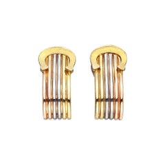 Cartier Small 18 Karat Tricolored Gold 'C' Logo Earclips