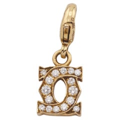 Cartier Small Diamond 18K Yellow Gold Double C-Logo Charm Pendant