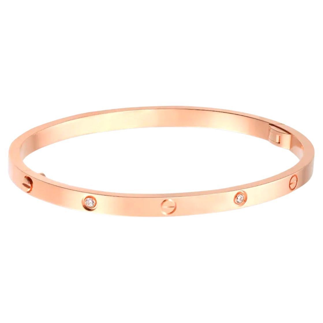 Cartier Small Love Bracelet with 6 Diamonds in 18k Rose Gold