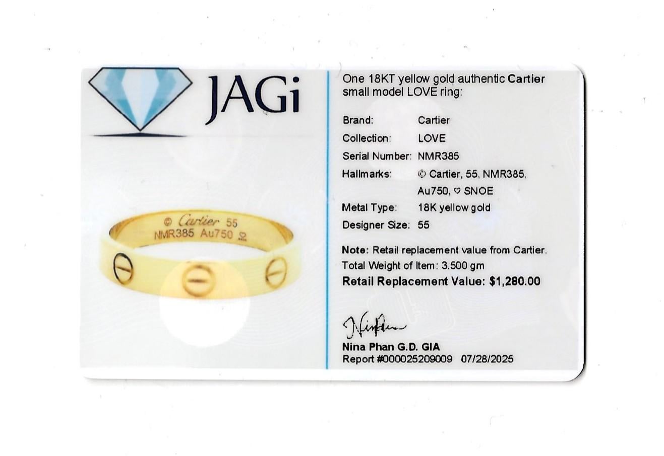 Anello Cartier modello piccolo LOVE in oro giallo lucido 18 carati misura 55 in vendita 5