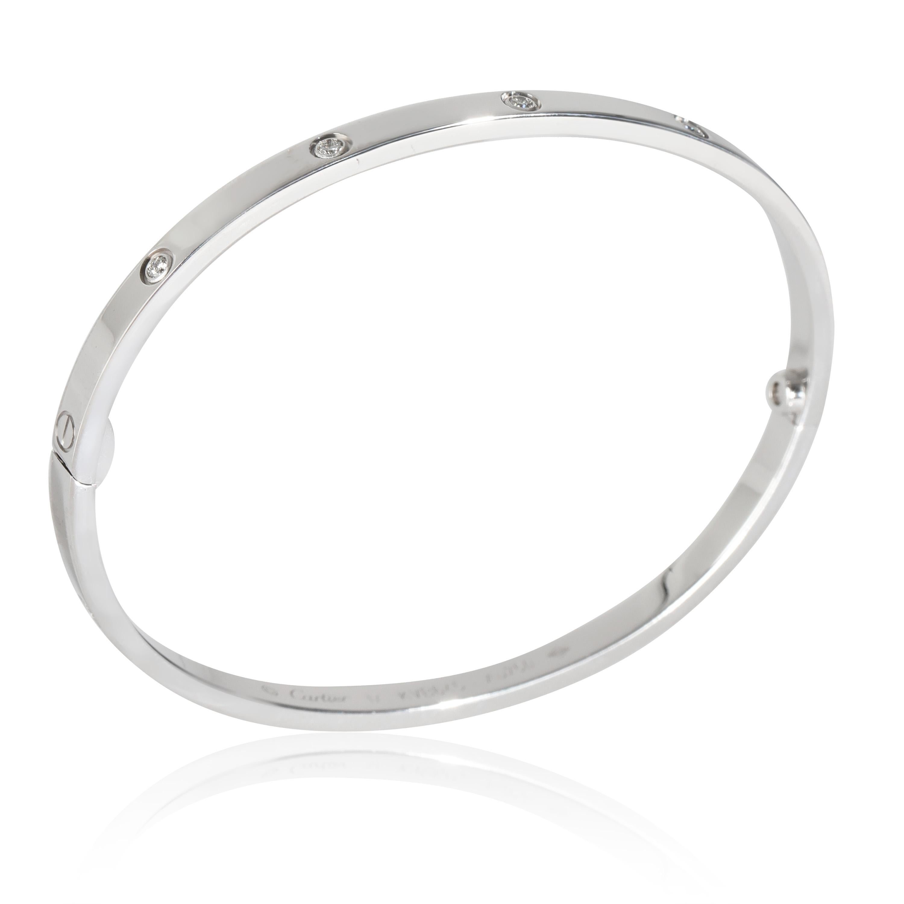 Cartier Small Model Love Bracelet, Diamonds (White Gold) In Good Condition For Sale In New York, NY