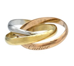Cartier Small Model Trinity Band Ring in Tri-Tone 18 Karat Gold with Box